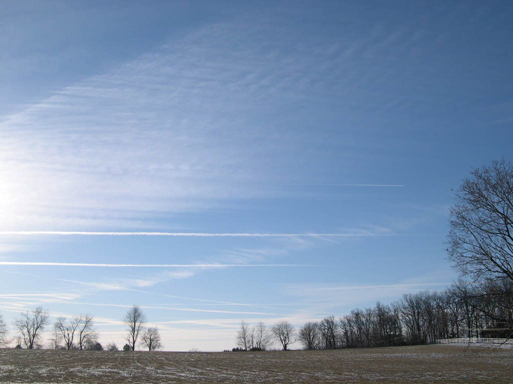 Image of a swath of contrails