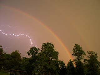 double rainbow with lightning