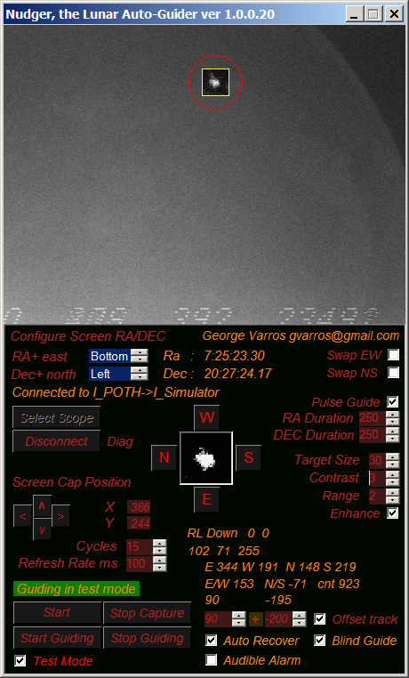 screen shot of the Nudger screen